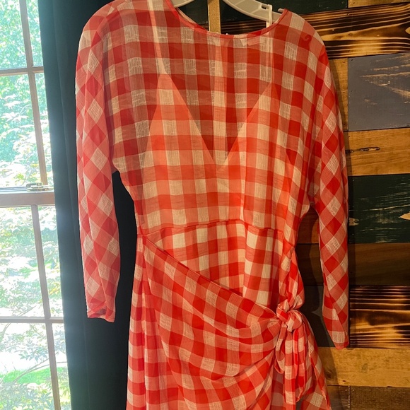 NWOT Lovers + friends Seth red white gingham checkered mini dress - Picture 4 of 6